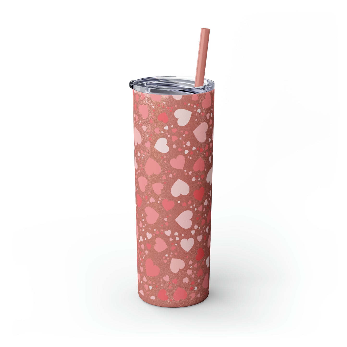 Hearts Skinny Tumbler with Straw