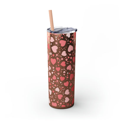 Hearts Skinny Tumbler with Straw