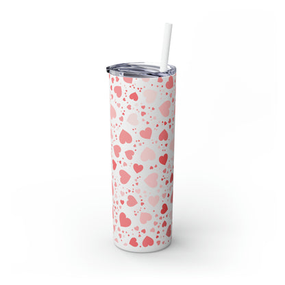 Hearts Skinny Tumbler with Straw