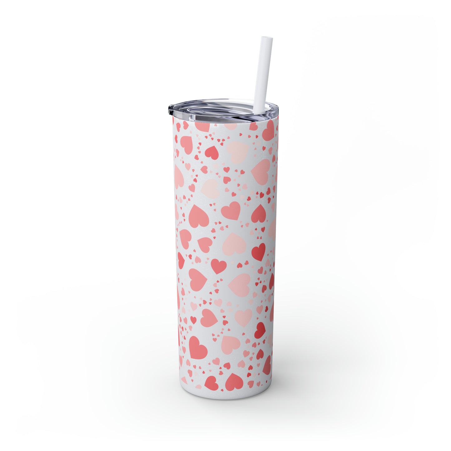 Hearts Skinny Tumbler with Straw