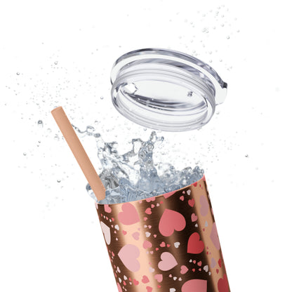 Hearts Skinny Tumbler with Straw