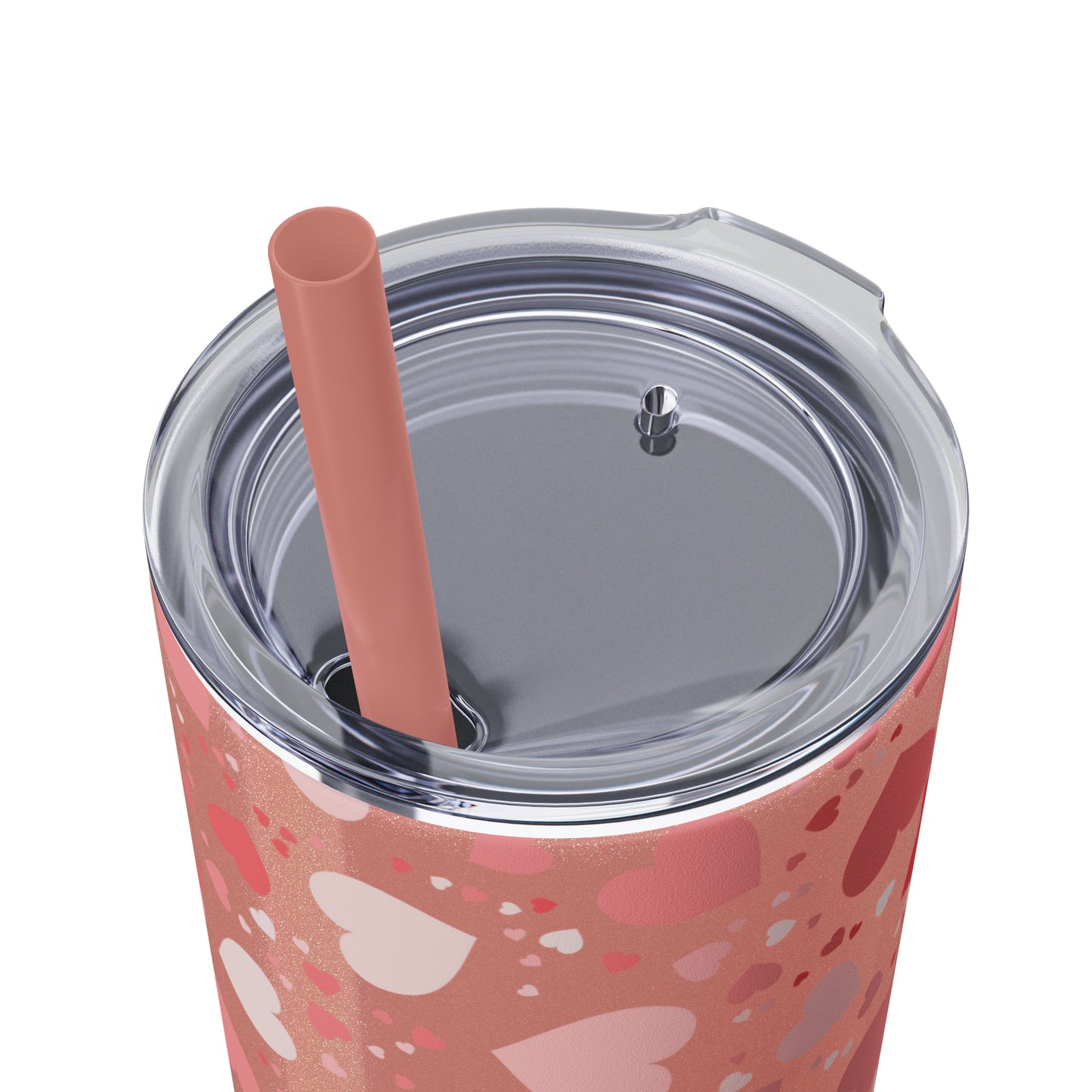 Hearts Skinny Tumbler with Straw