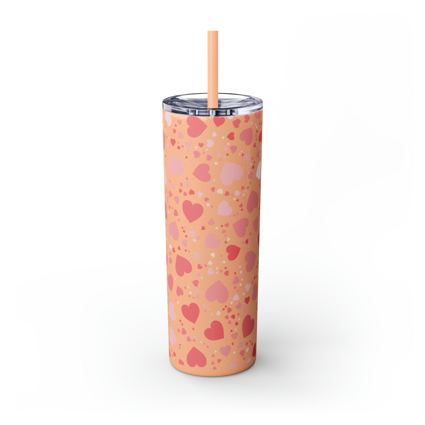 Hearts Skinny Tumbler with Straw