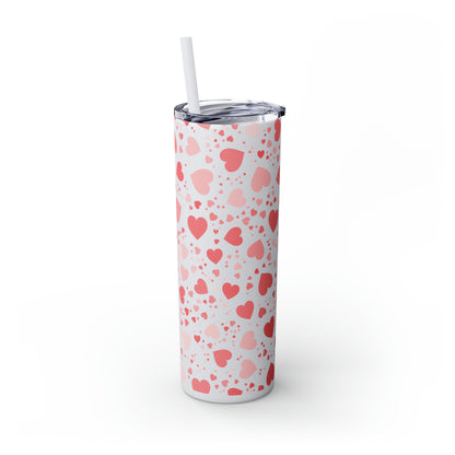 Hearts Skinny Tumbler with Straw