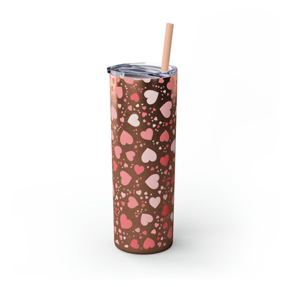 Hearts Skinny Tumbler with Straw