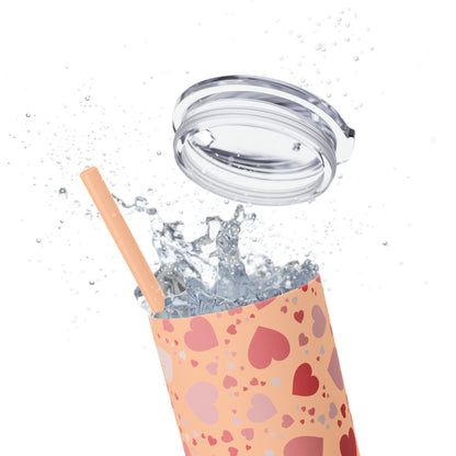 Hearts Skinny Tumbler with Straw