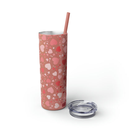 Hearts Skinny Tumbler with Straw