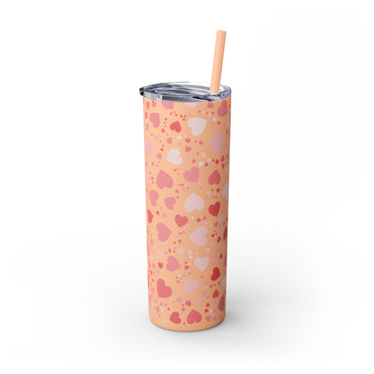 Hearts Skinny Tumbler with Straw