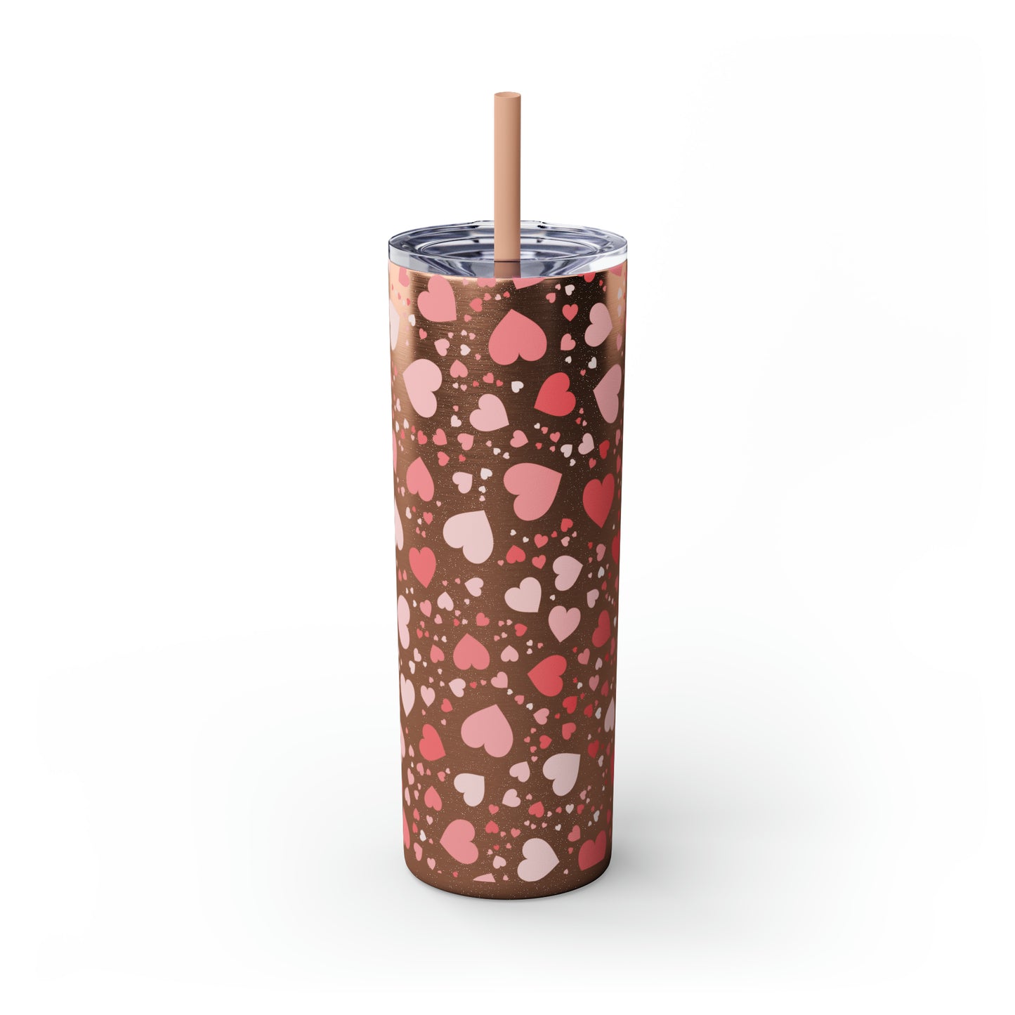 Hearts Skinny Tumbler with Straw