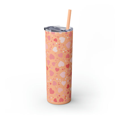 Hearts Skinny Tumbler with Straw