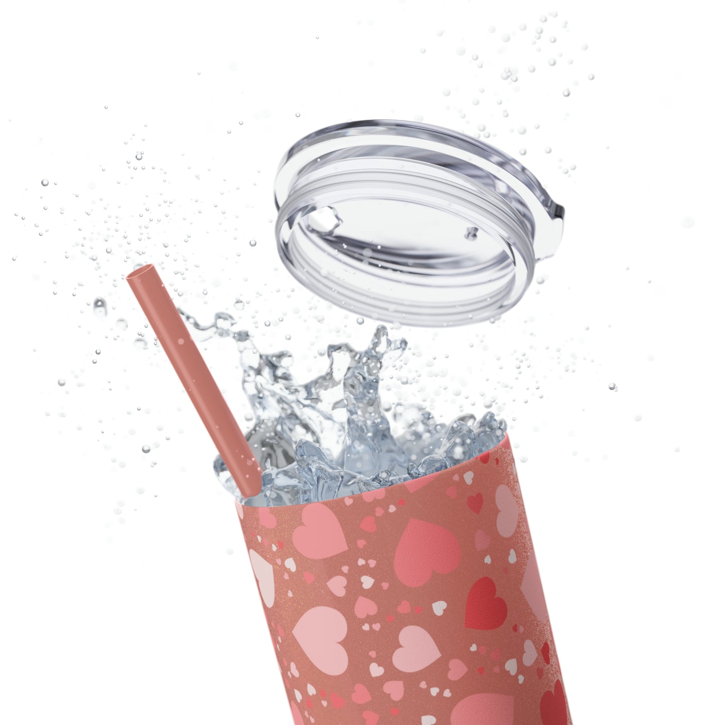 Hearts Skinny Tumbler with Straw