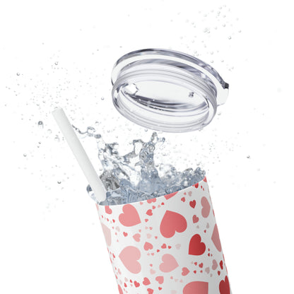 Hearts Skinny Tumbler with Straw