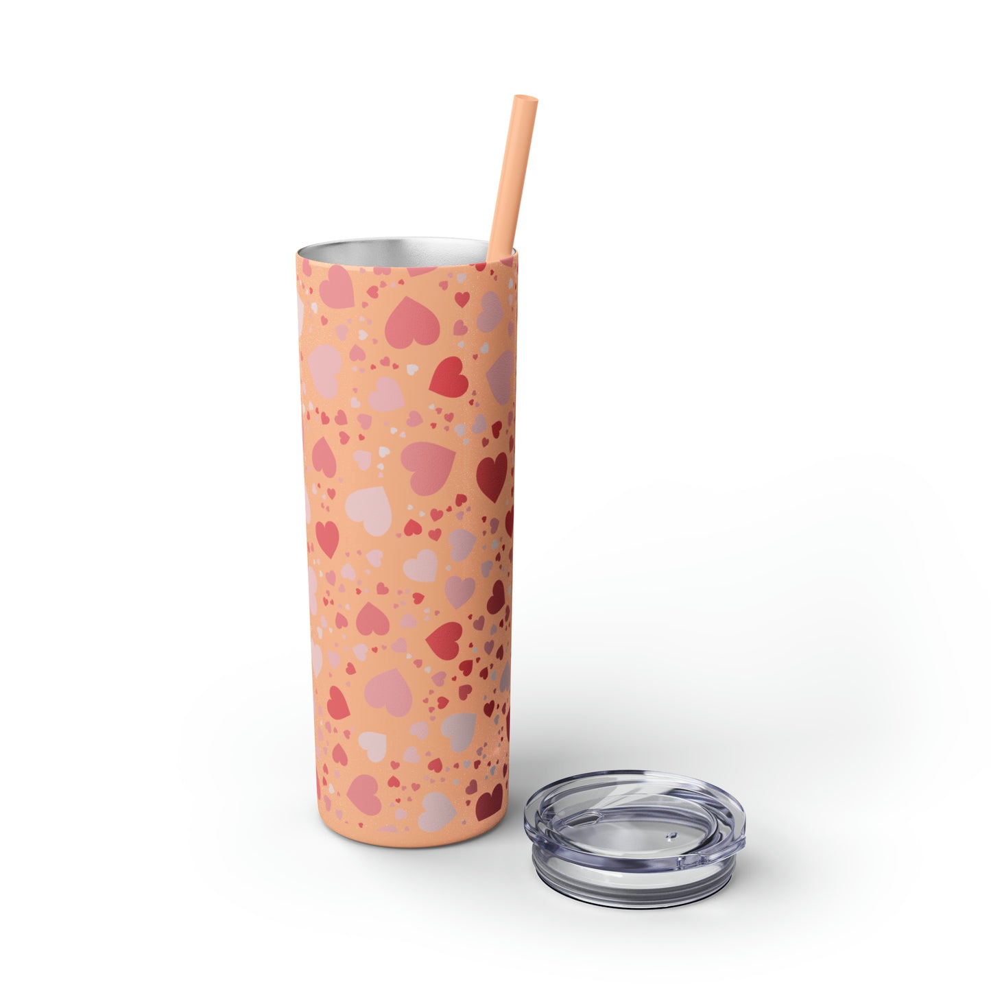 Hearts Skinny Tumbler with Straw