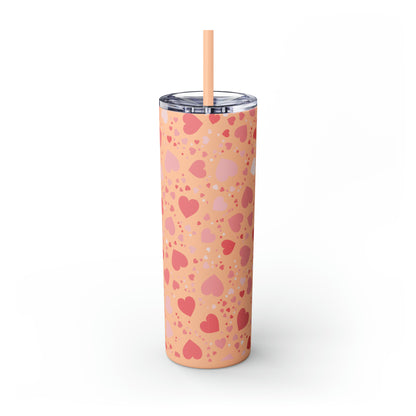 Hearts Skinny Tumbler with Straw