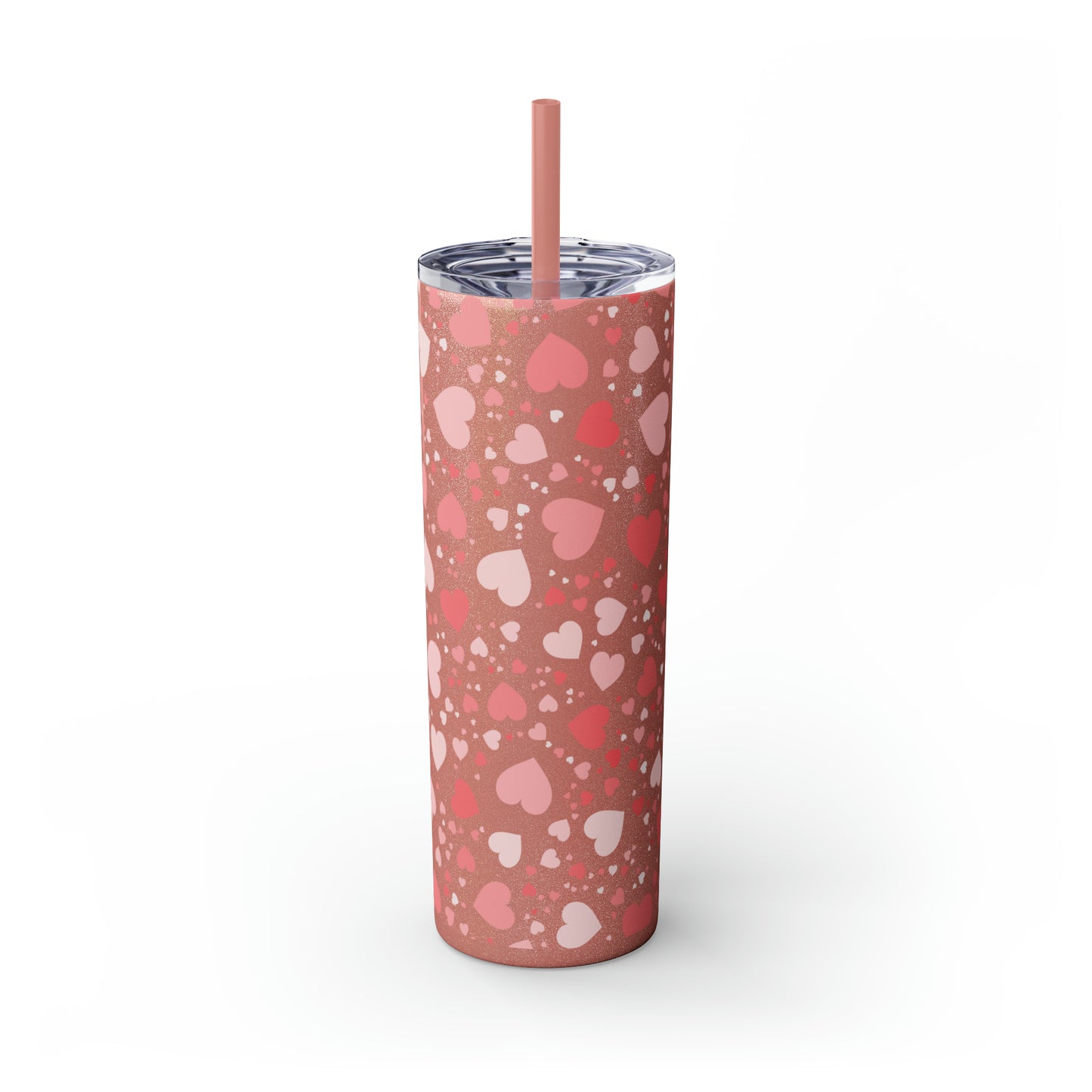 Hearts Skinny Tumbler with Straw