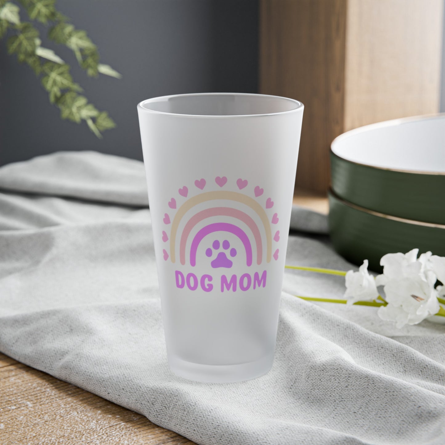 Dog Mom Frosted Pint Glass