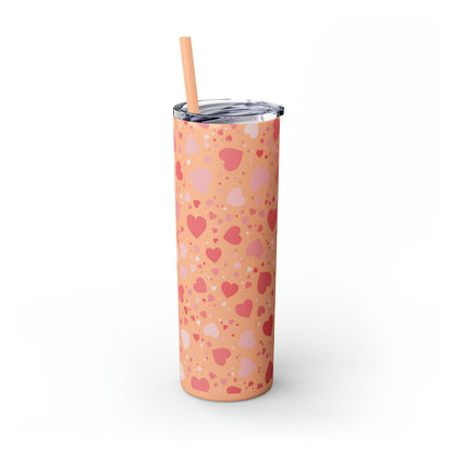 Hearts Skinny Tumbler with Straw