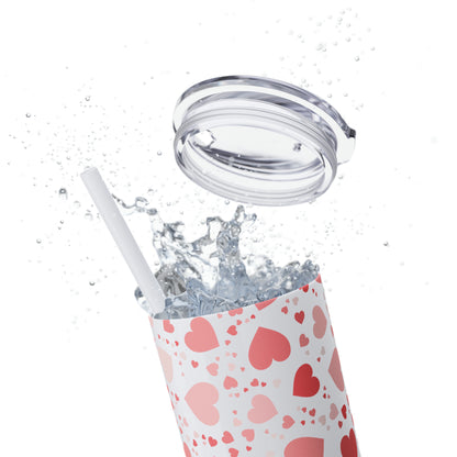 Hearts Skinny Tumbler with Straw