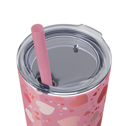 Hearts Skinny Tumbler with Straw