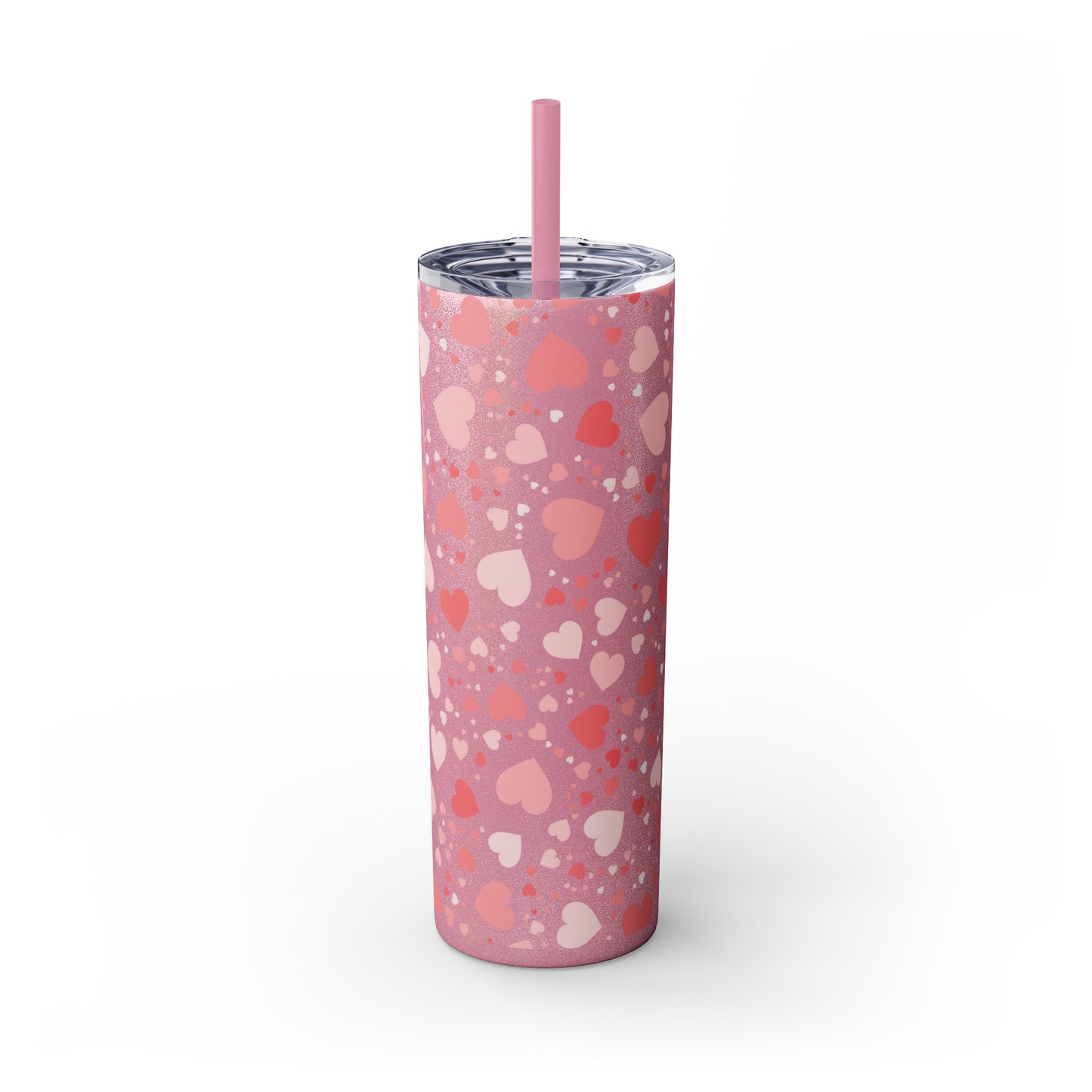 Hearts Skinny Tumbler with Straw