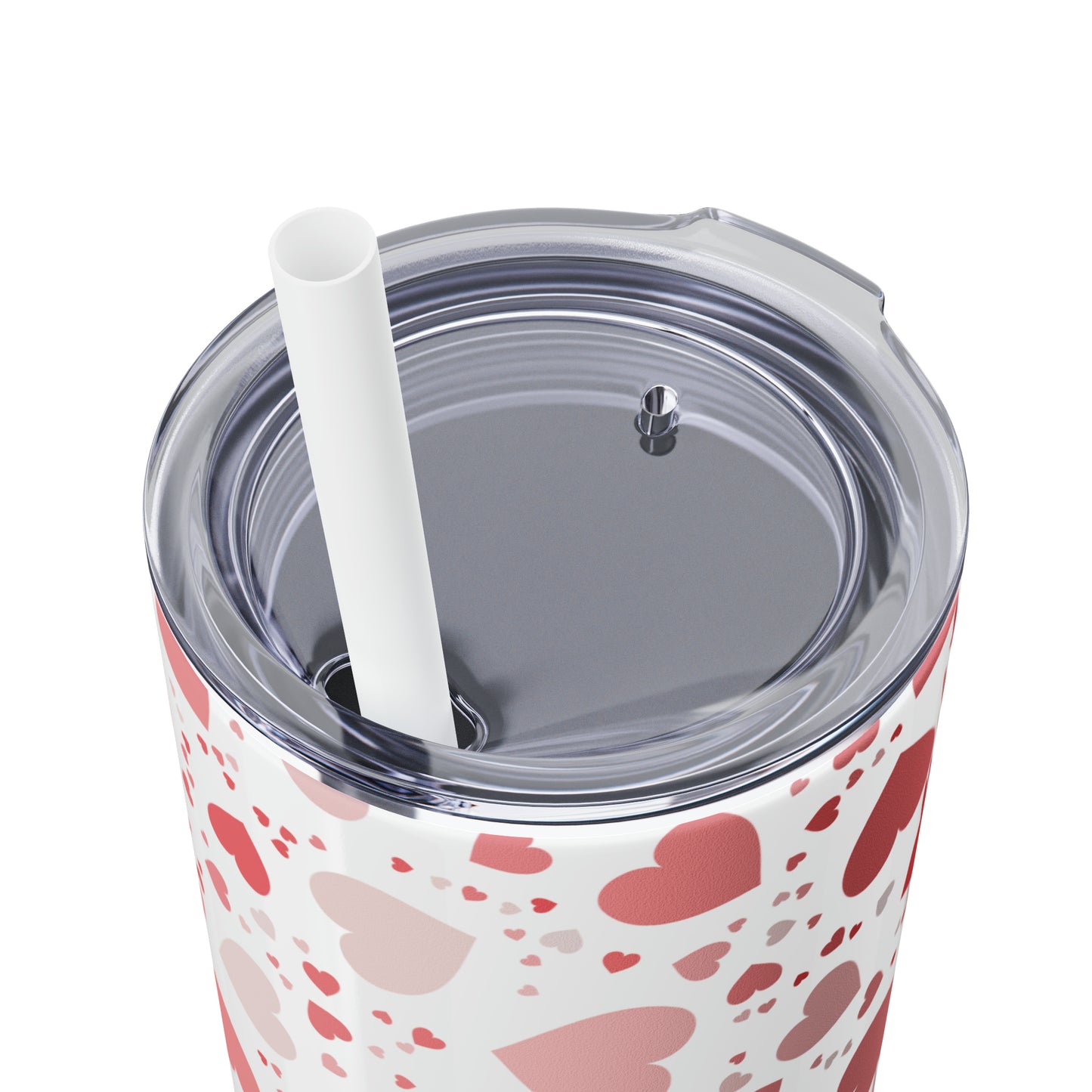 Hearts Skinny Tumbler with Straw