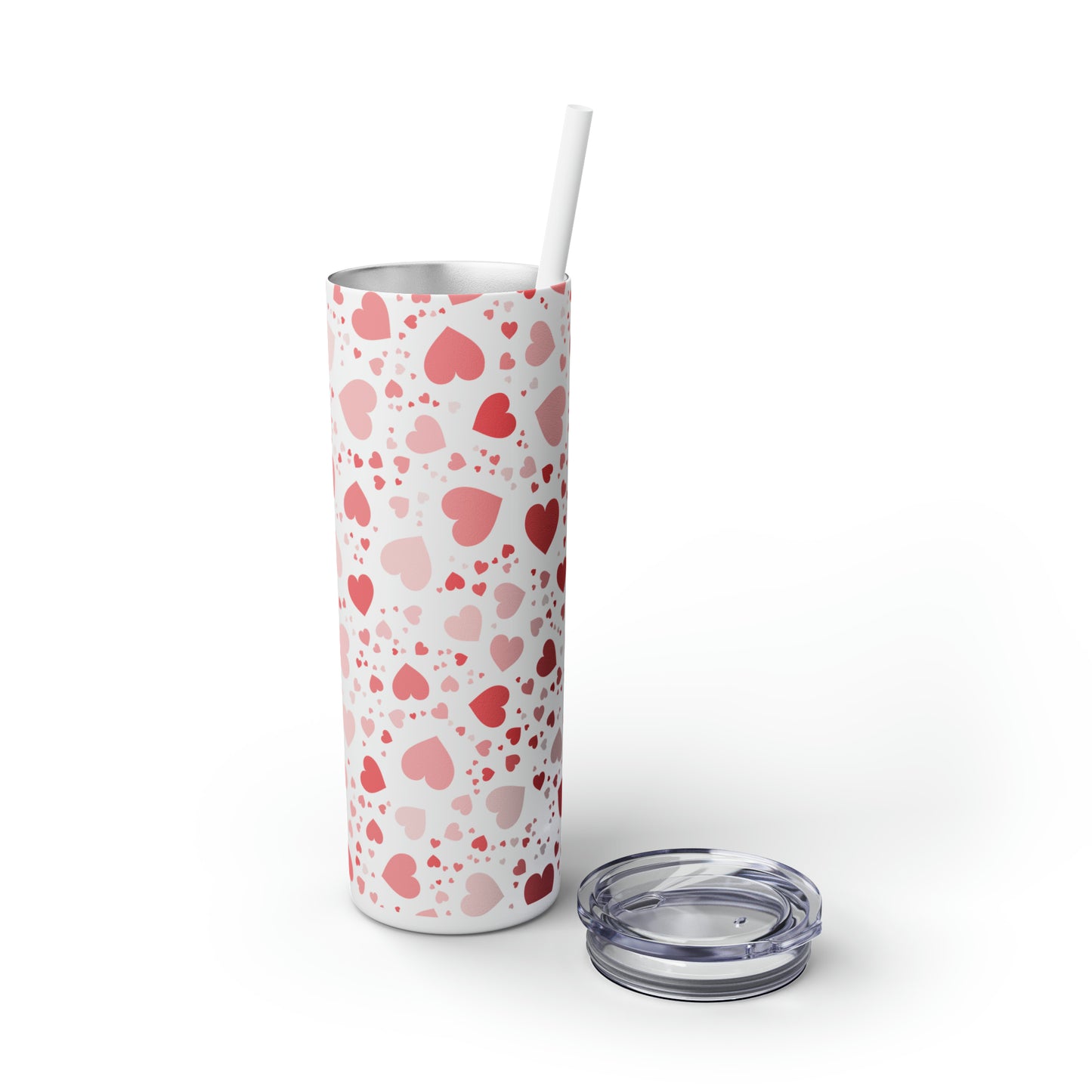 Hearts Skinny Tumbler with Straw