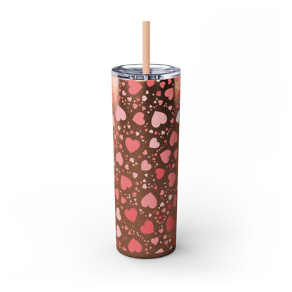 Hearts Skinny Tumbler with Straw