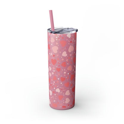 Hearts Skinny Tumbler with Straw