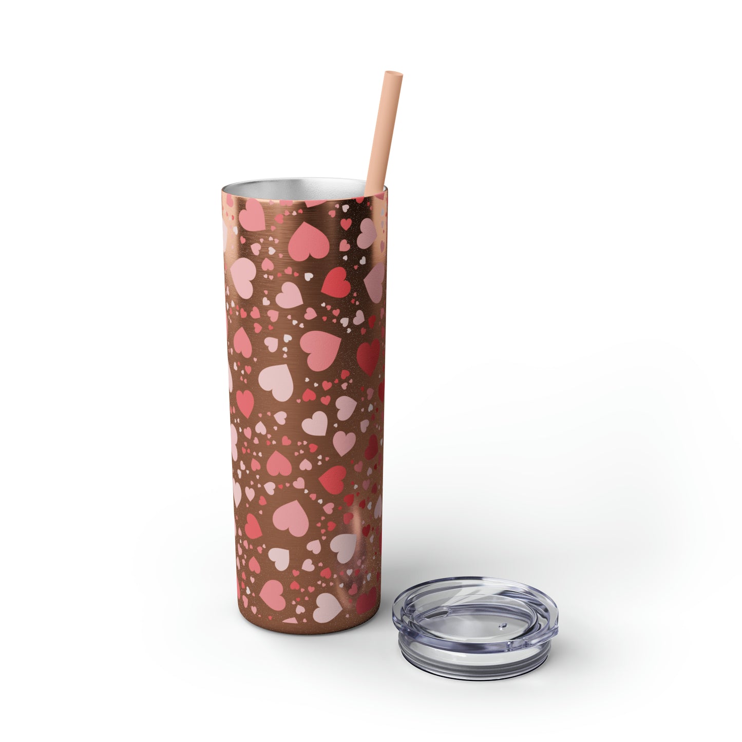 Hearts Skinny Tumbler with Straw