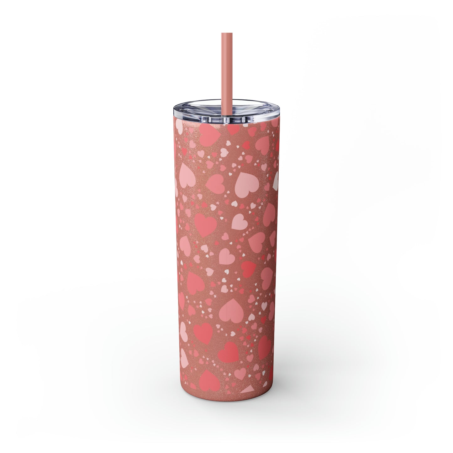 Hearts Skinny Tumbler with Straw