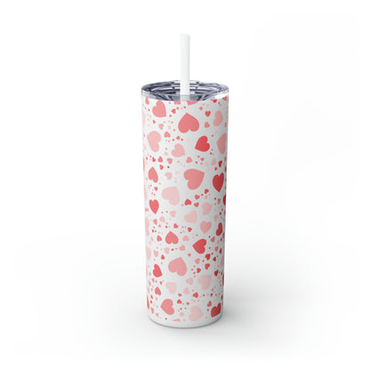 Hearts Skinny Tumbler with Straw