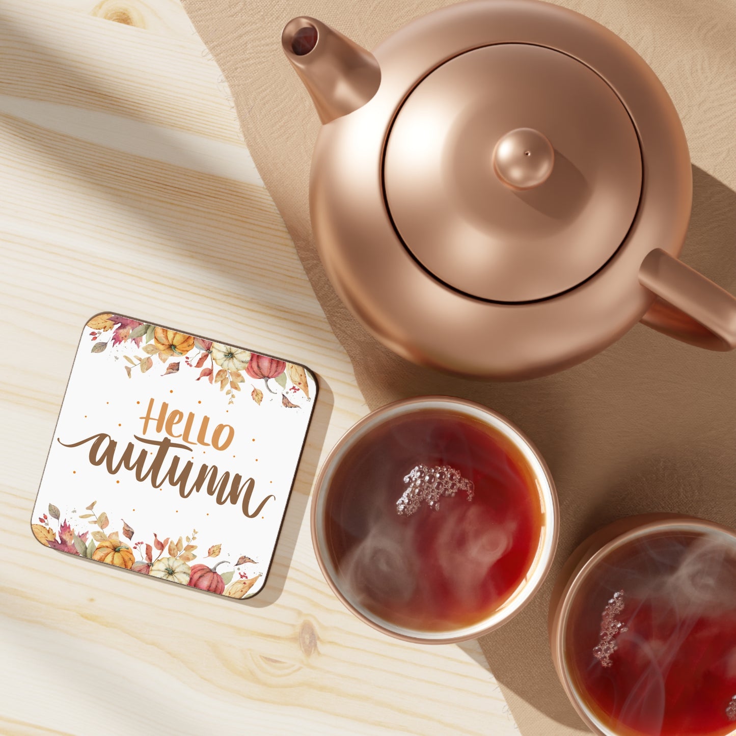 Hello Autumn Hardboard Back Coaster